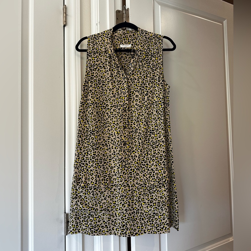 Leopard-Print Sleeveless Equipment Shirt Dress Size M